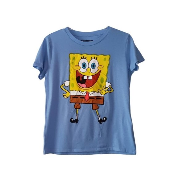Girl's Nickelodeon Spongebob Blue Shirt- Size M - Picture 1 of 3